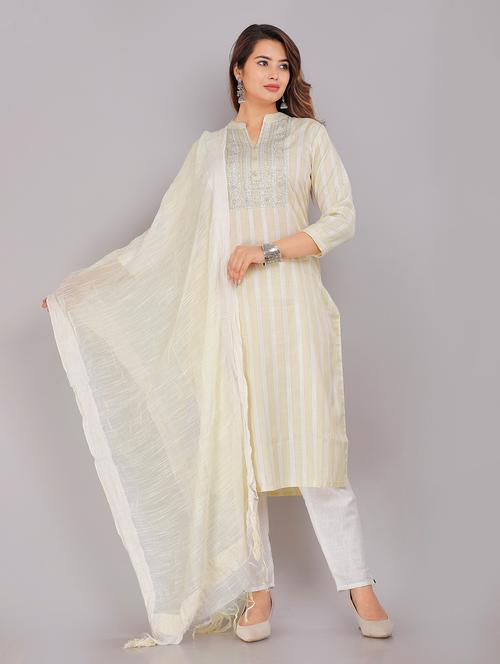 yellow coloured embroidered kurta pant set - 18968604 - Very Small Image - 1