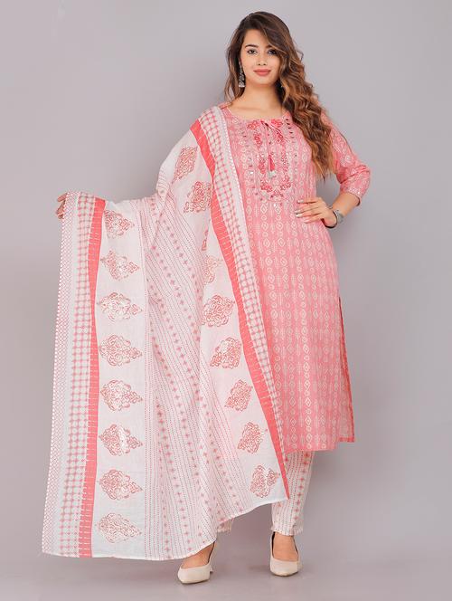 printed kurta pant set with dupatta  - 18968621 - Very Small Image - 1