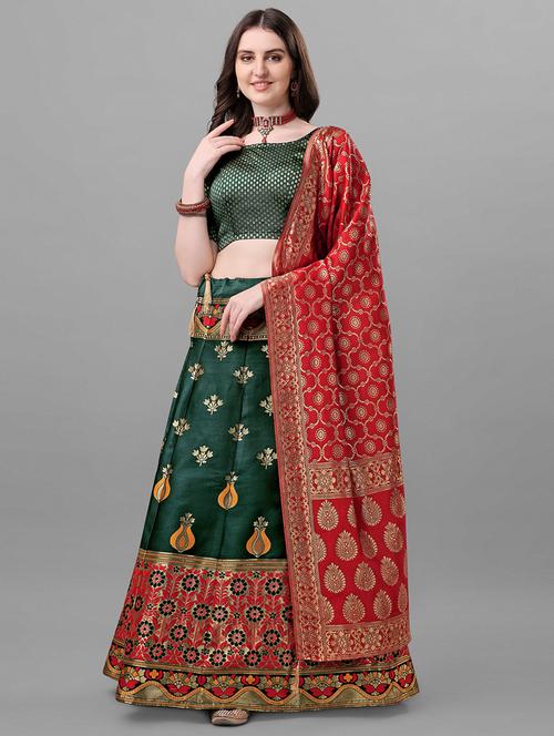 self design flared lehenga choli set with dupatta - 18968675 - Very Small Image - 1