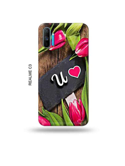 tweakymod designer printed hard case | flower letter u back cover compatible with realme c3 - 18976890 - Very Small Image - 1