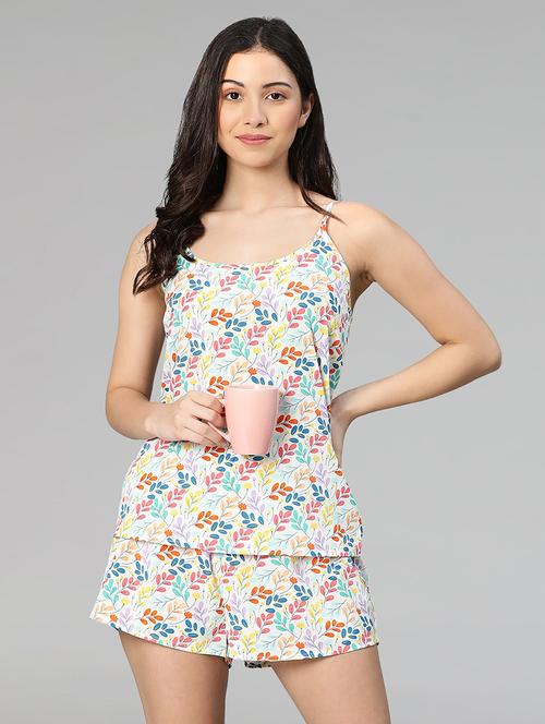 cami neck printed top & shorts set  - 18982086 - Very Small Image - 1