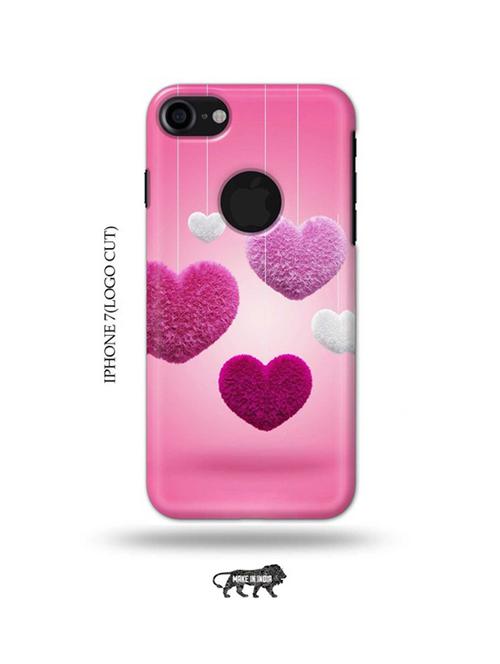 pink hearts back cover compatible with iphone 7(logo cut) - 18990239 - Very Small Image - 1
