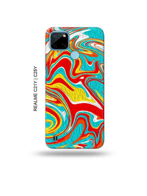 tweakymod designer printed hard case | messy red yellow back cover compatible with realme c21y, realme c25y - 19004995 - Very Small Image - 1