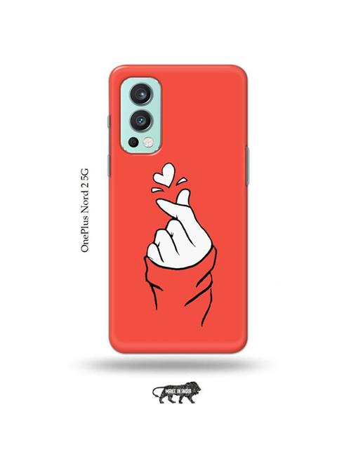 tweakymod designer printed hard case | korean heart gesture pink back cover compatible with oneplus nord 2 - 19011349 - Very Small Image - 1