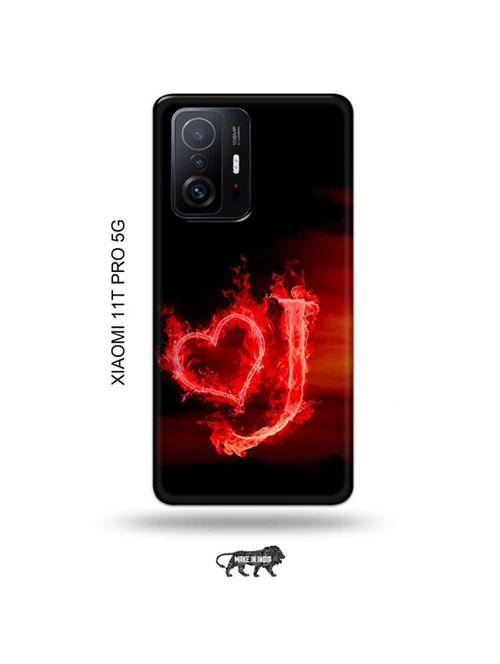 tweakymod designer printed hard case | fire heart letter j back cover compatible with xiaomi 11t pro 5g - 19012664 - Very Small Image - 1