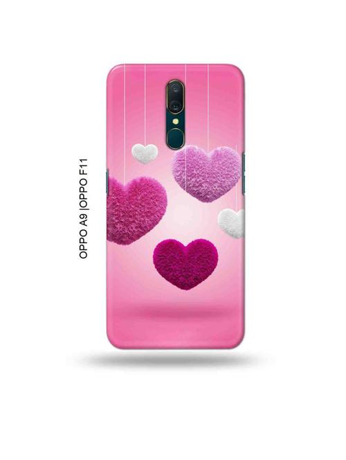 tweakymod designer printed hard case | pink hearts back cover compatible with oppo a9, oppo f11 - 19015129 - Very Small Image - 1