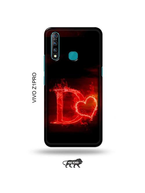 tweakymod designer printed hard case | fire heart letter d back cover compatible with vivo z1 pro - 19016810 - Very Small Image - 1