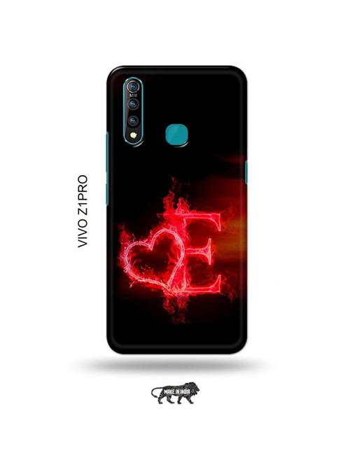 tweakymod designer printed hard case | fire heart letter e back cover compatible with vivo z1 pro - 19016811 - Very Small Image - 1