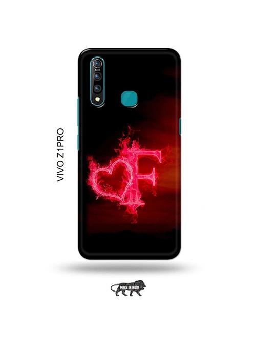 tweakymod designer printed hard case | fire heart letter f back cover compatible with vivo z1 pro - 19016812 - Very Small Image - 1