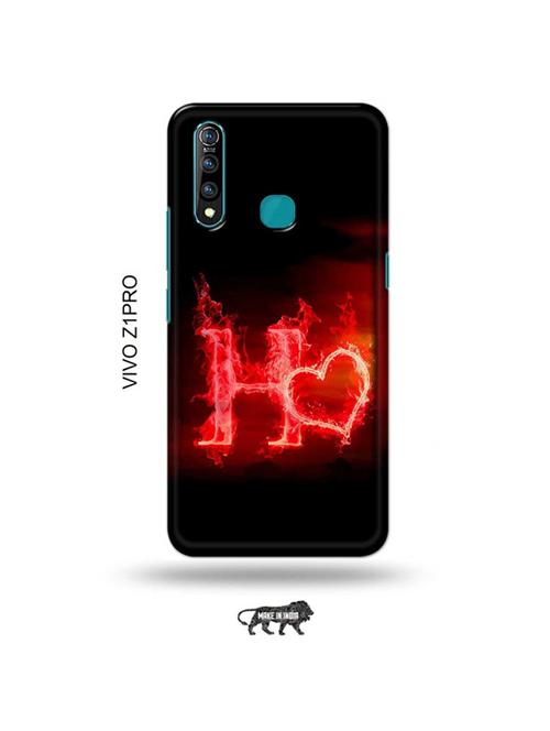 tweakymod designer printed hard case | fire heart letter h back cover compatible with vivo z1 pro - 19016814 - Very Small Image - 1