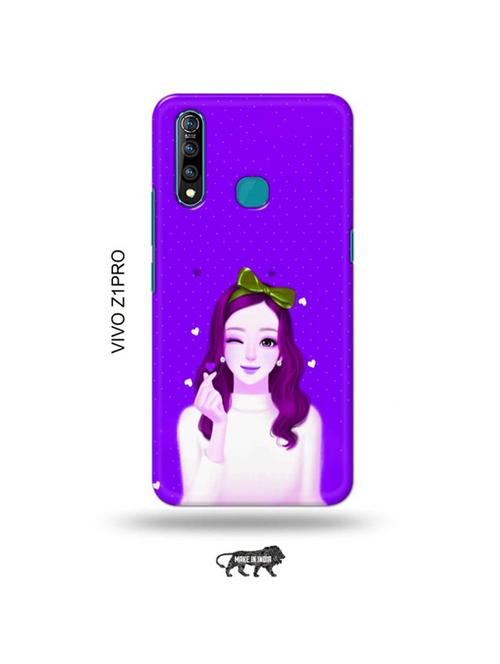 tweakymod designer printed hard case | lovely girl purple back cover compatible with vivo z1 pro - 19016876 - Very Small Image - 1