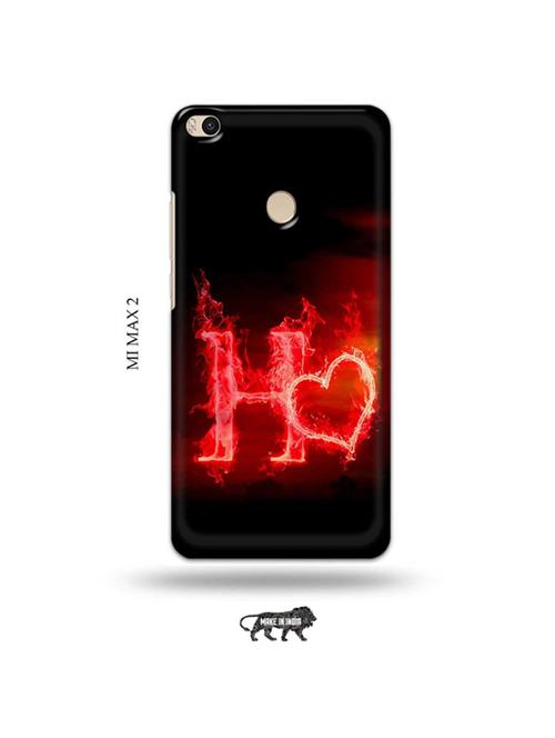 tweakymod designer printed hard case | fire heart letter h back cover compatible with mi max 2 - 19020447 - Very Small Image - 1