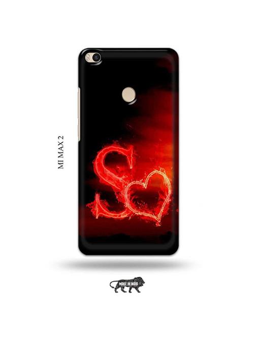 tweakymod designer printed hard case | fire heart letter s back cover compatible with mi max 2 - 19020458 - Very Small Image - 1