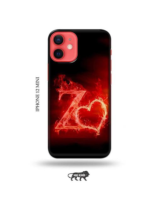tweakymod designer printed hard case | fire heart letter z back cover compatible with iphone 12 mini - 19023142 - Very Small Image - 1
