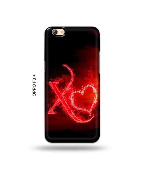 tweakymod designer printed hard case | fire heart letter x back cover compatible with oppo f3 plus - 19024697 - Very Small Image - 1
