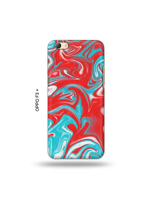 tweakymod designer printed hard case | messy blue red back cover compatible with oppo f3 plus - 19024795 - Very Small Image - 1