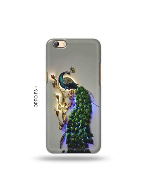 tweakymod designer printed hard case | peacock back cover compatible with oppo f3 plus - 19024811 - Very Small Image - 1