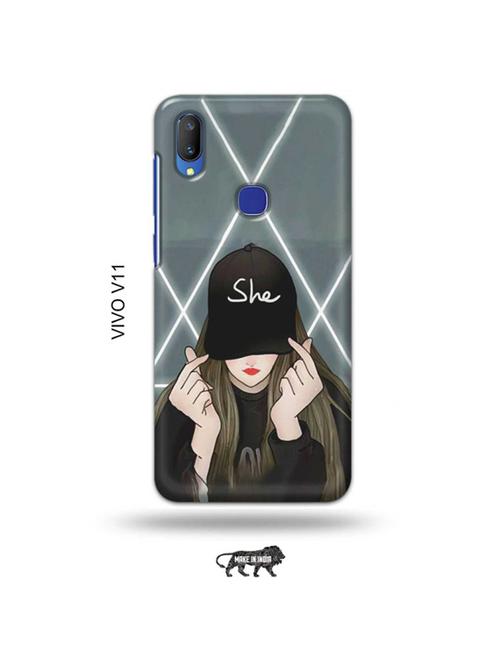tweakymod designer printed hard case | she cap back cover compatible with vivo v11 - 19027873 - Very Small Image - 1