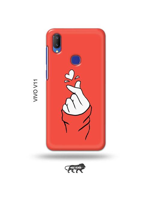 tweakymod designer printed hard case | korean heart gesture pink back cover compatible with vivo v11 - 19028039 - Very Small Image - 1