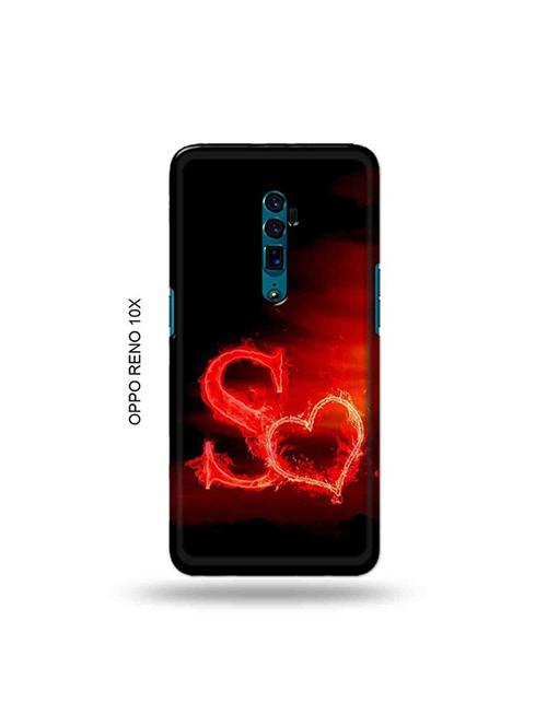 tweakymod designer printed hard case | fire heart letter s back cover compatible with oppo reno 10x zoom - 19028844 - Very Small Image - 1