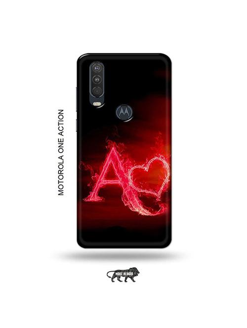 tweakymod designer printed hard case | fire heart letter a back cover compatible with motorola one action - 19032459 - Very Small Image - 1