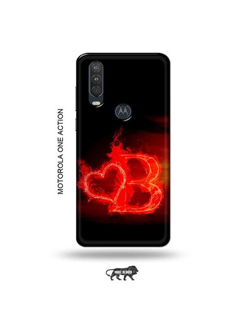 tweakymod designer printed hard case | fire heart letter b back cover compatible with motorola one action - 19032460 - Very Small Image - 1