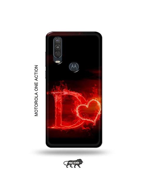 tweakymod designer printed hard case | fire heart letter d back cover compatible with motorola one action - 19032462 - Very Small Image - 1