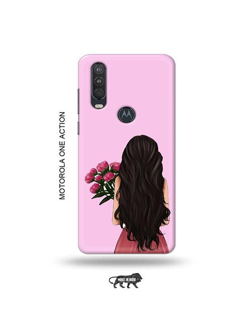 tweakymod designer printed hard case | girl with flowers back cover compatible with motorola one action - 19032542 - Very Small Image - 1