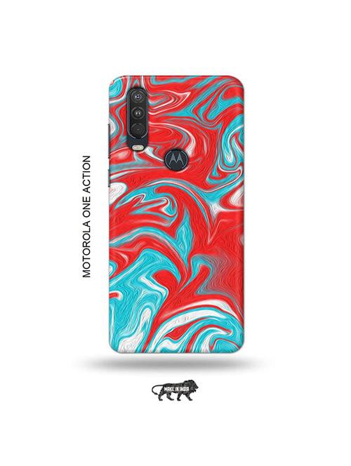 tweakymod designer printed hard case | messy blue red back cover compatible with motorola one action - 19032580 - Very Small Image - 1