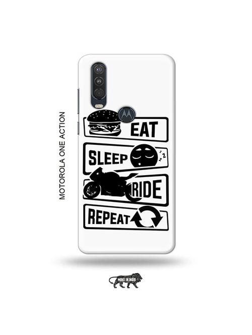 tweakymod designer printed hard case | eat sleep ride repeat back cover compatible with motorola one action - 19032651 - Very Small Image - 1