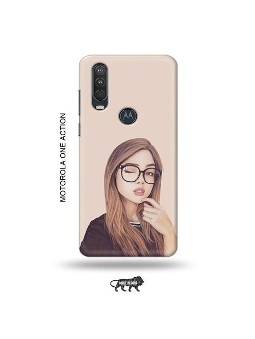 tweakymod designer printed hard case | girl illustration back cover compatible with motorola one action - 19032706 - Very Small Image - 1