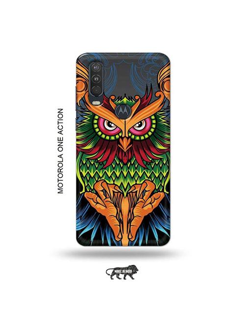 tweakymod designer printed hard case | colourful owl back cover compatible with motorola one action - 19032731 - Very Small Image - 1