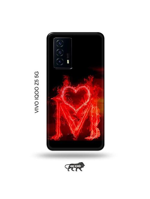 tweakymod designer printed hard case | fire heart letter m back cover compatible with vivo iqoo z5 5g - 19033509 - Very Small Image - 1
