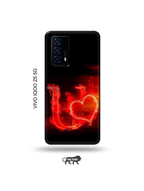 tweakymod designer printed hard case | fire heart letter u back cover compatible with vivo iqoo z5 5g - 19033517 - Very Small Image - 1