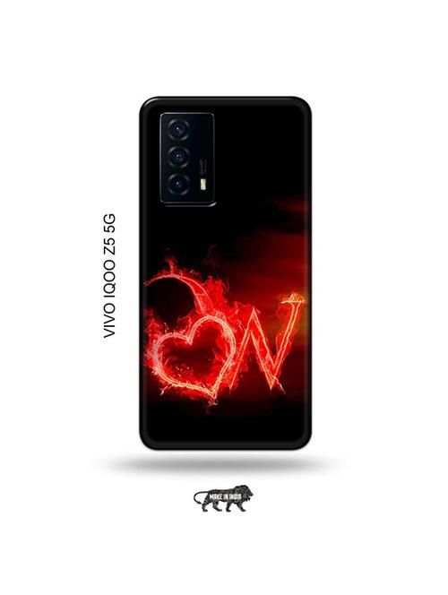 tweakymod designer printed hard case | fire heart letter w back cover compatible with vivo iqoo z5 5g - 19033519 - Very Small Image - 1