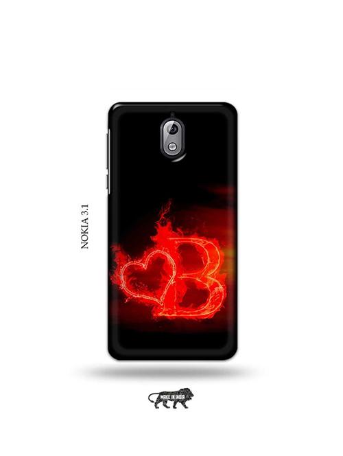 tweakymod designer printed hard case | fire heart letter b back cover compatible with nokia 3.1 - 19034017 - Very Small Image - 1