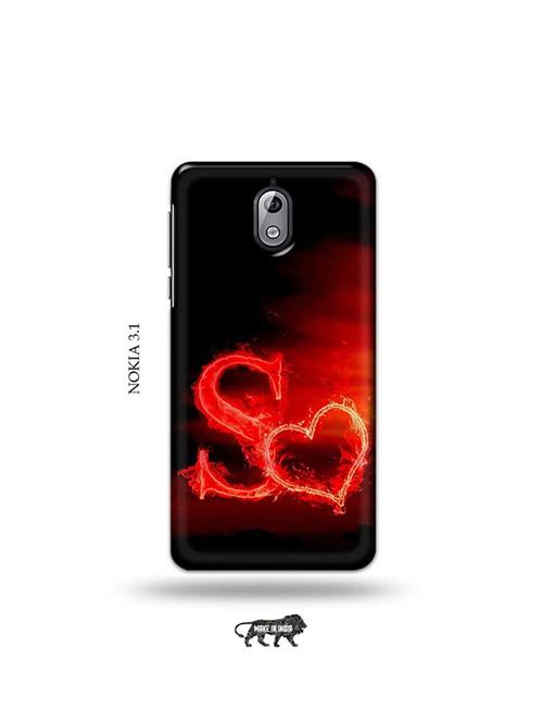 tweakymod designer printed hard case | fire heart letter s back cover compatible with nokia 3.1 - 19034034 - Very Small Image - 1
