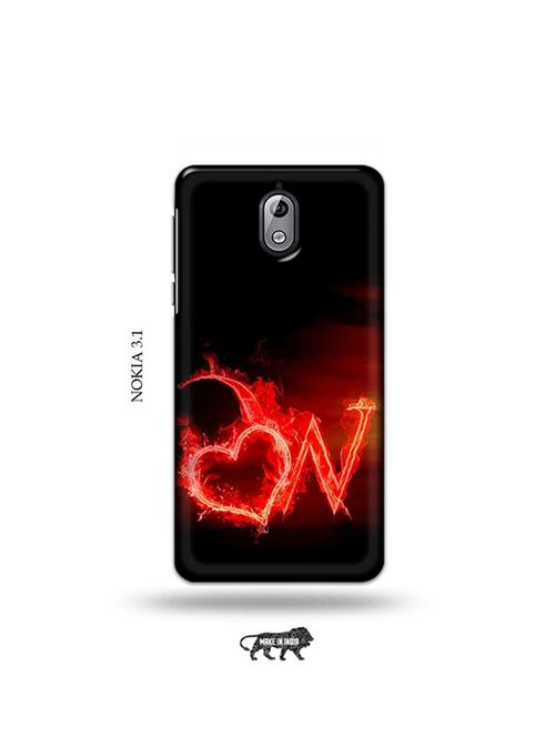 tweakymod designer printed hard case | fire heart letter w back cover compatible with nokia 3.1 - 19034038 - Very Small Image - 1
