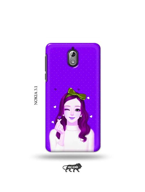 tweakymod designer printed hard case | lovely girl purple back cover compatible with nokia 3.1 - 19034085 - Very Small Image - 1
