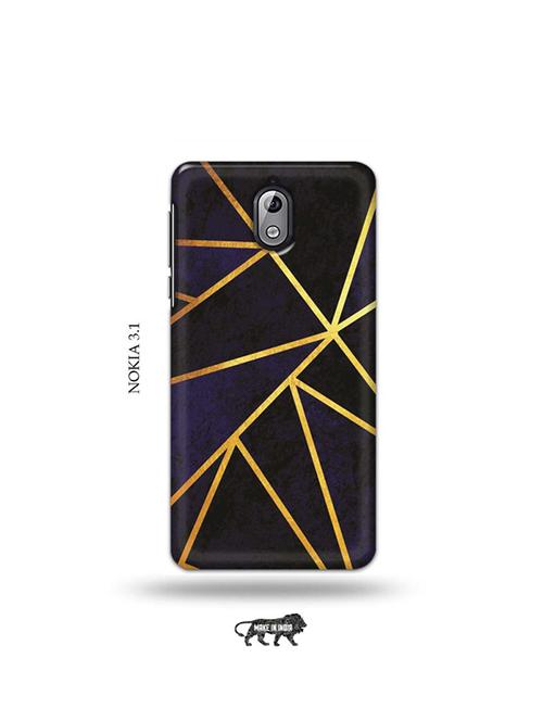 tweakymod designer printed hard case | vertical gold strips back cover compatible with nokia 3.1 - 19034373 - Very Small Image - 1