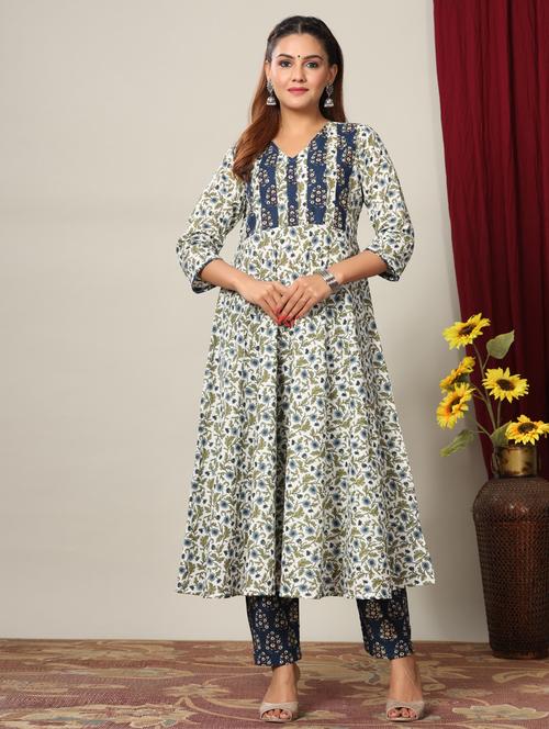 blue kurta pant set - 19037281 - Very Small Image - 1