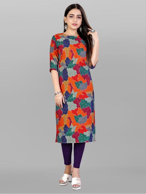 round neck printed kurti - 19039274 - Very Small Image - 1