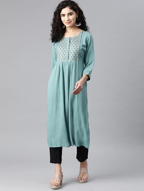 women's flared kurta - 19039621 - Very Small Image - 1