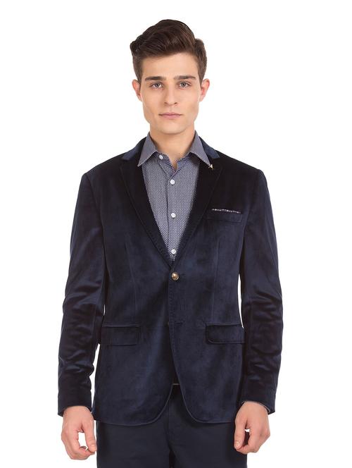 blue polyester casual blazer - 19039642 - Very Small Image - 1