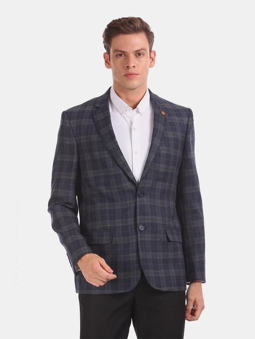 blue polyester casual blazer - 19039657 - Very Small Image - 1