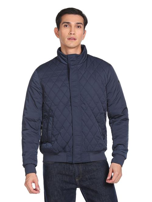 blue solid casual jacket - 19050520 - Very Small Image - 1