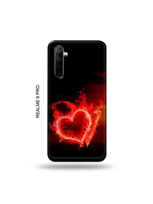 tweakymod designer printed hard case | fire heart letter v back cover compatible with realme 6 pro - 19051491 - Very Small Image - 1