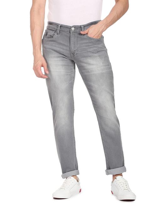 men grey brandon slim tapered fit stone wash jeans - 19051733 - Very Small Image - 1
