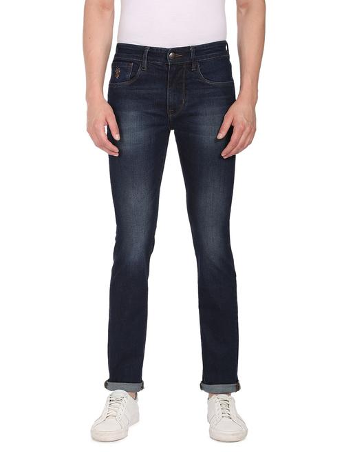 blue mid rise regallo skinny fit stone wash jeans - 19052172 - Very Small Image - 1