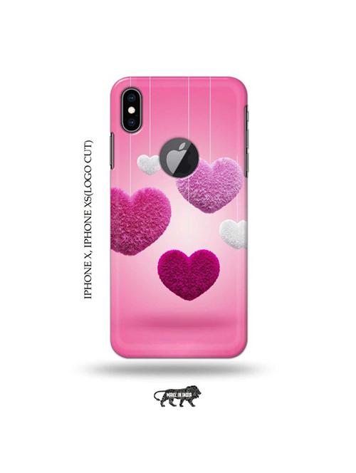 pink hearts back cover compatible with iphone x, iphone xs(logo cut) - 19055588 - Very Small Image - 1